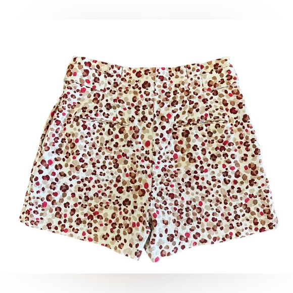 Ann Taylor High Rise Pink Animal Leopard Print Paperbag Shorts Size 10 Pockets - Picture 4 of 16
